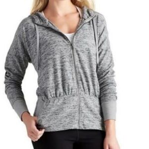 Athleta Heathered Gray Batwing & Robin Jacket Sz L